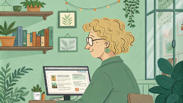 Kvinnar skapar tillgänglig information vid en dator. Illustration.